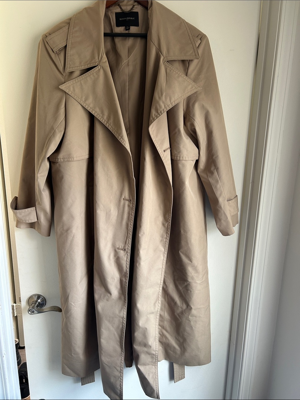 Banana Republic Khaki-Tone Long Trench Coat